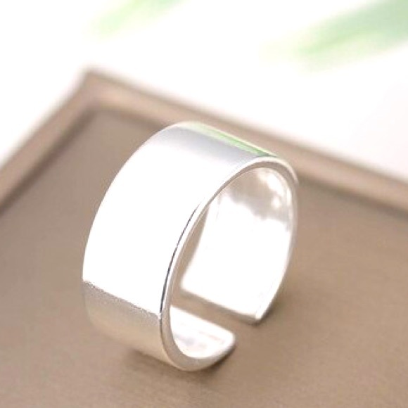 Jewelry - Simple wide sterling silver cuff ring, adjustable